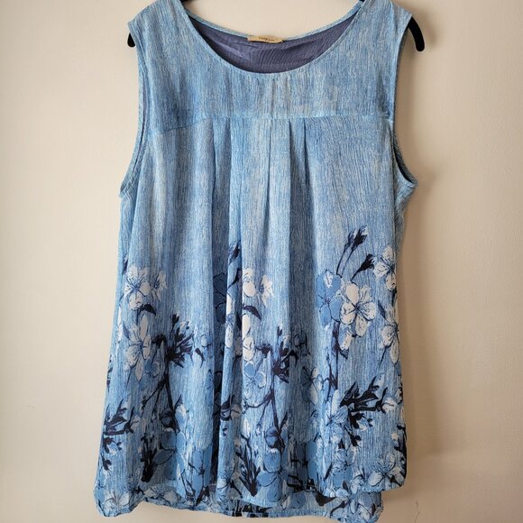 Blue Flowered Tank with Liner, XL - Picture 1 of 6